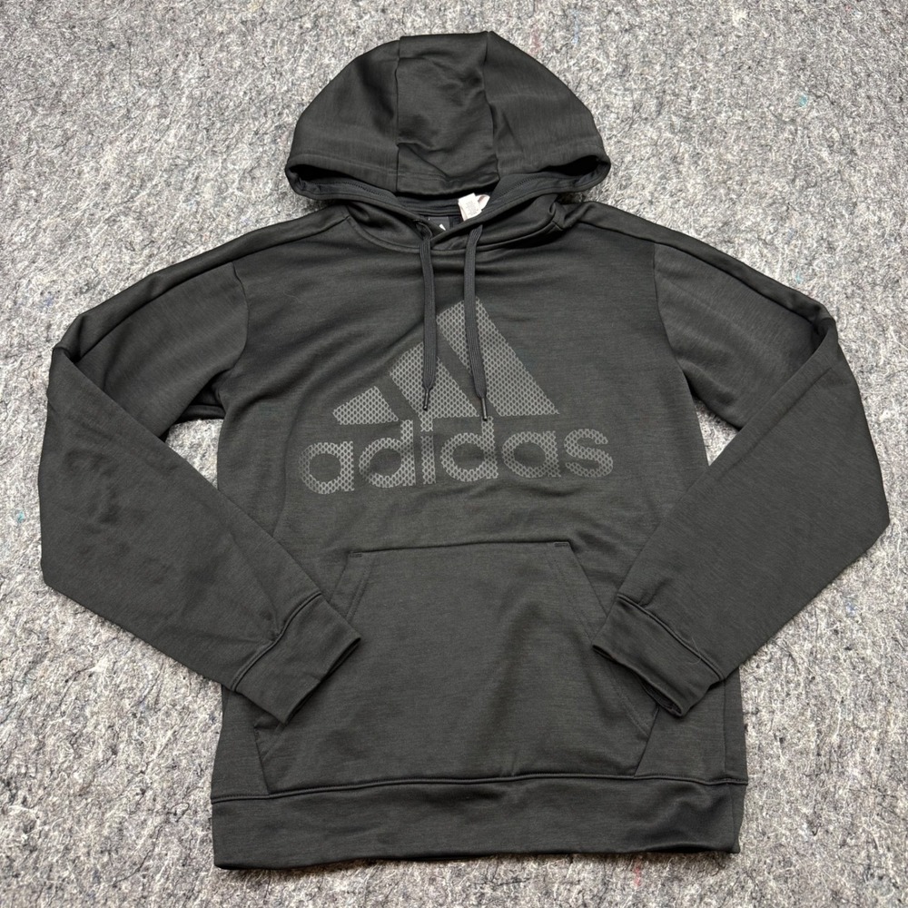 Adidas Mens Black Performance Fleece Logo Hoodie Sweatshirt Small BQ8760